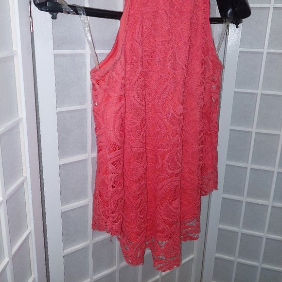 Lace Halter top Watermelon pink - Picture 3 of 8